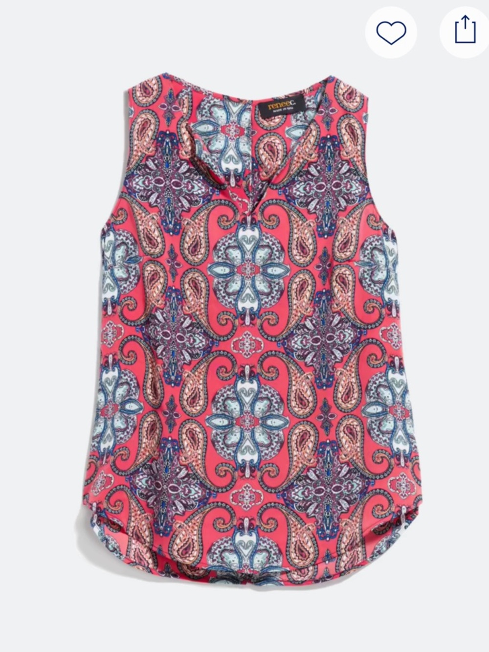 Verse Pink Paisley Split-Neck Tank
